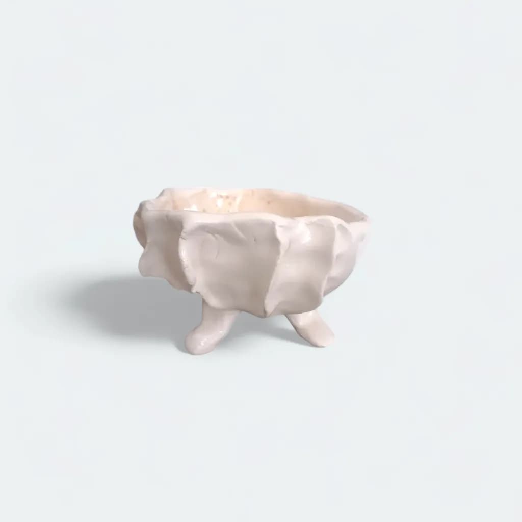 Whimsical Elegance: Handcrafted Modern Ceramic Bowl with Unique Textured Design