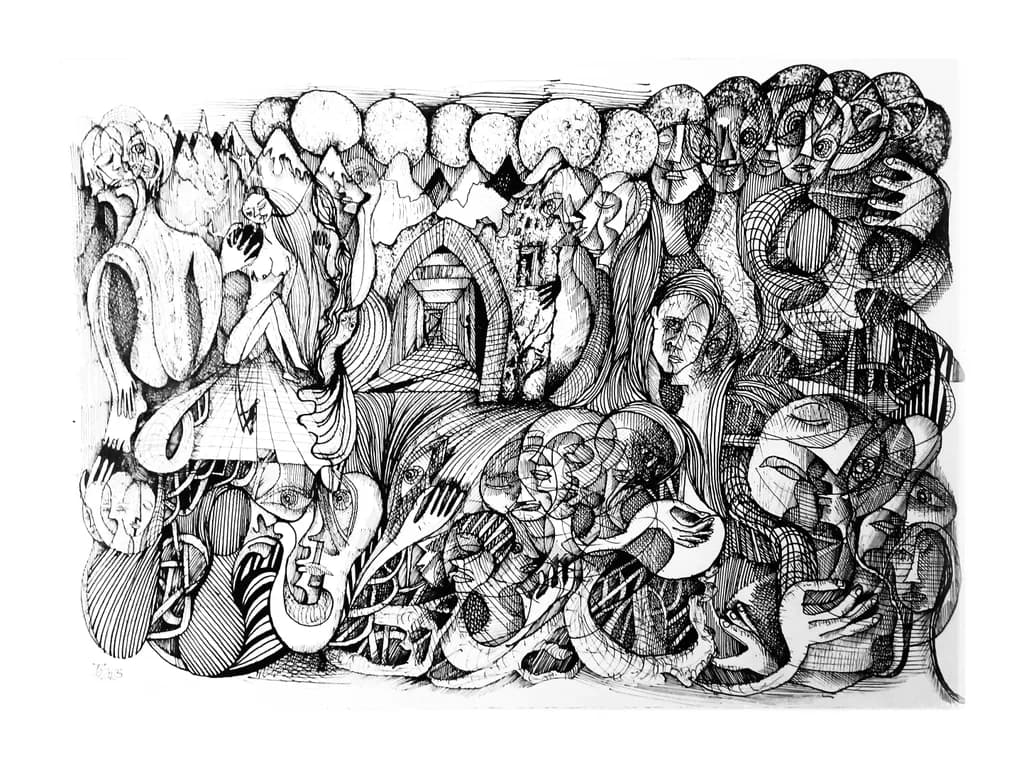 Whispers of Chaos: An Intricate Monochrome Journey Through Surreal Expressionism
