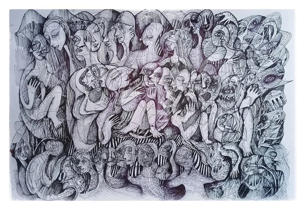 Whispers of Humanity: A Chaotic Dance of Faces and Emotions