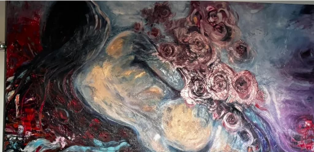 Whispers of Emotion: A Colorful Dance of Abstract Flowers and Texture