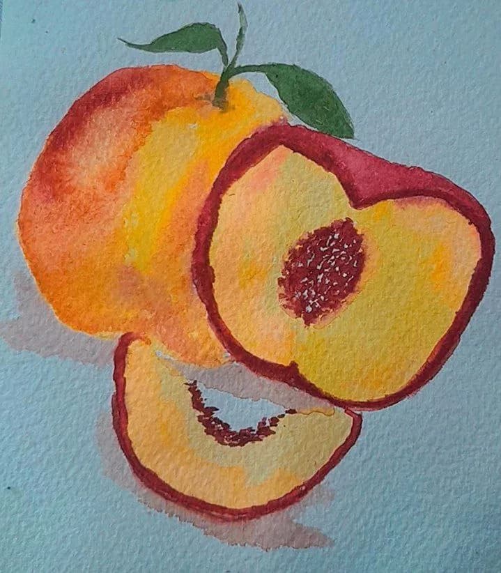 Juicy Serenity: A Watercolor Delight of Peaches and Their Sweet Essence