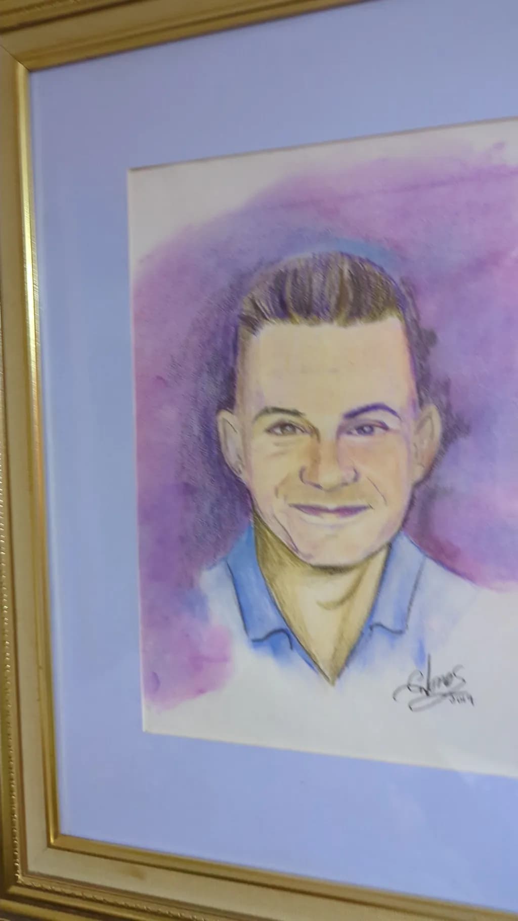 Vibrant Smile: A Colorful Portrait Illustration in a Framed Masterpiece