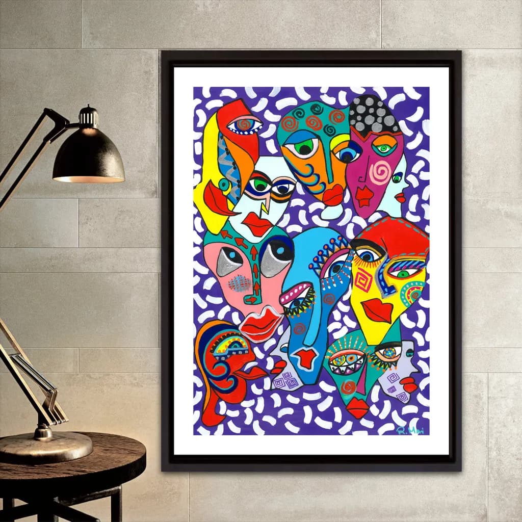 Vibrant Expressions: A Colorful Abstract Journey Through Faces and Emotions
