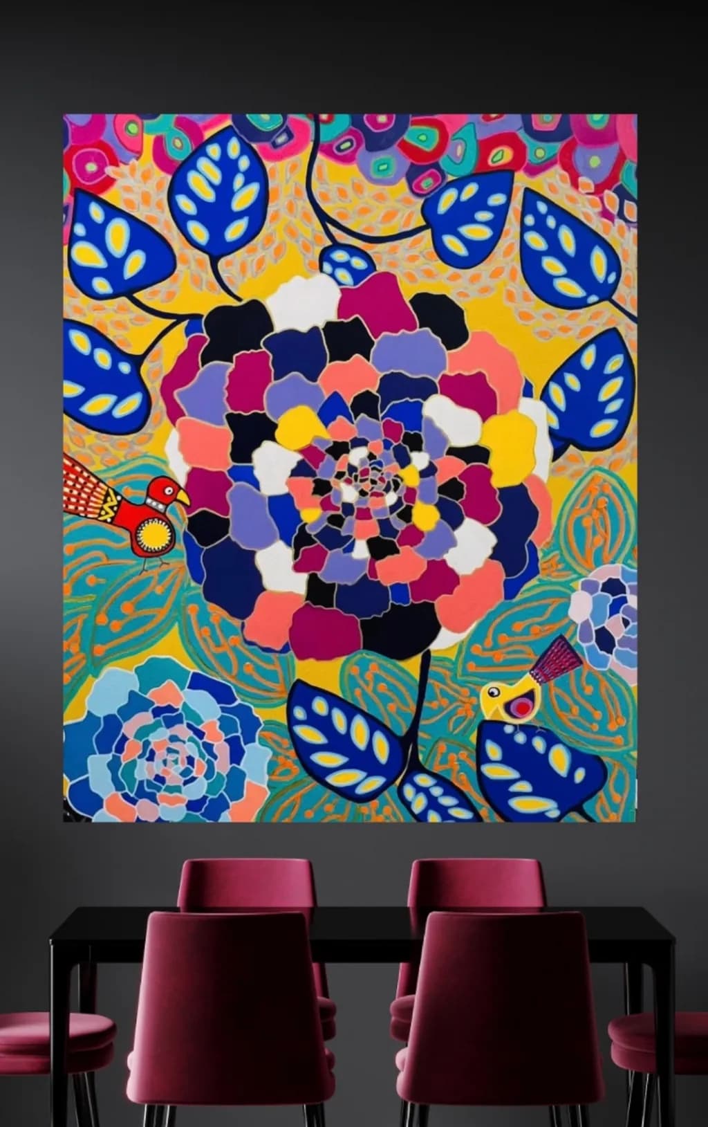 Vibrant Floral Symphony: A Colorful Abstract Journey Through Nature's Palette