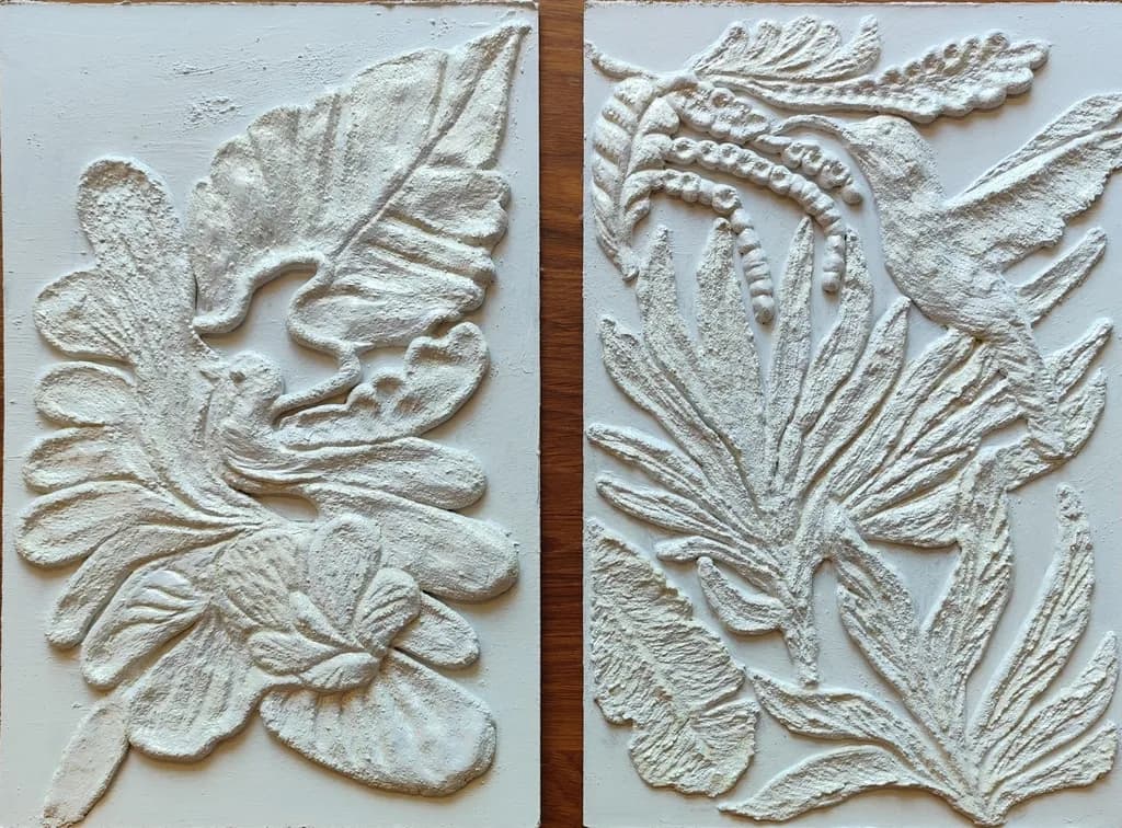 Whispers of Nature: Textured Floral Relief Artistry in White
