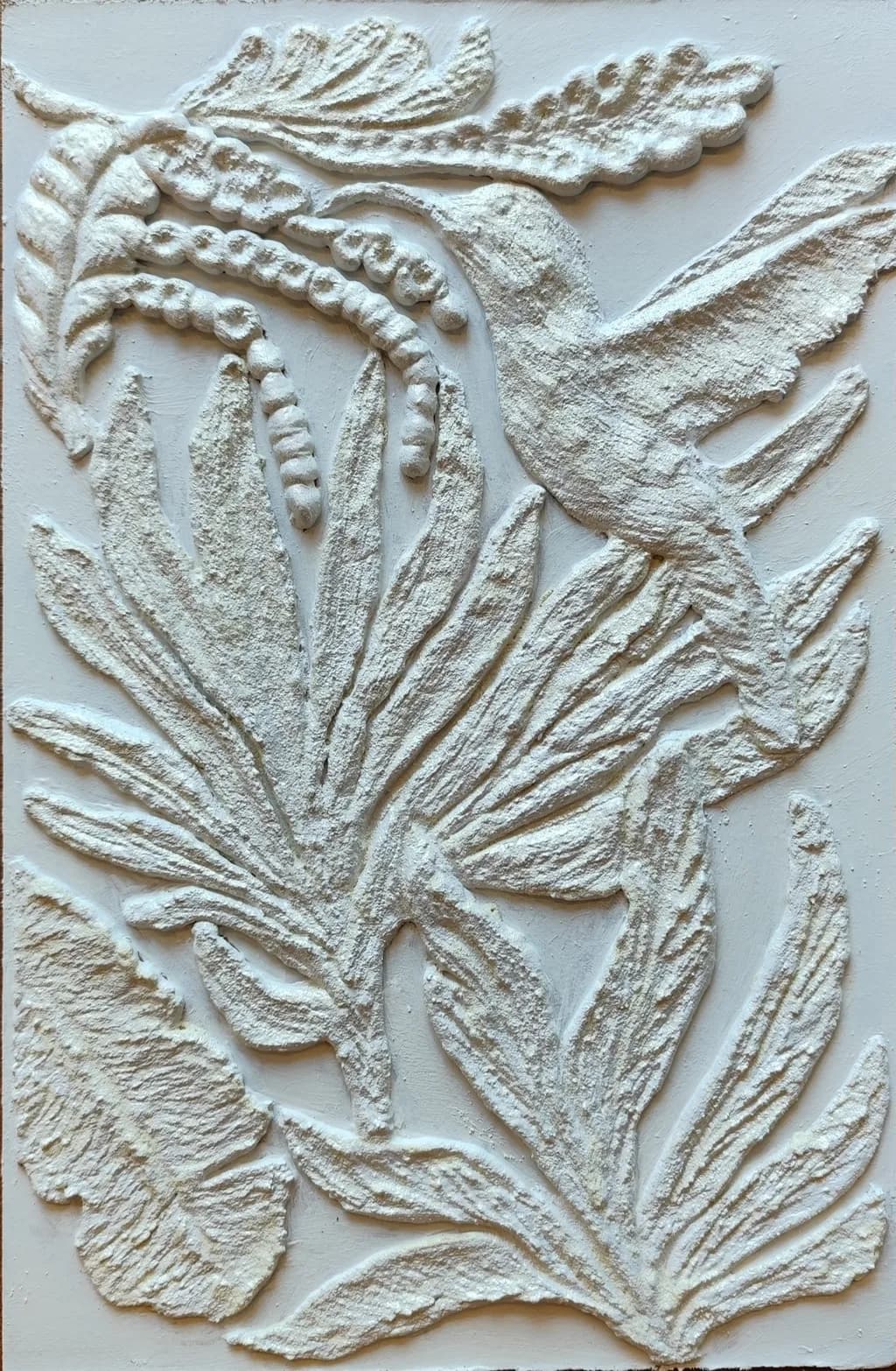 Whispers of Nature: A Hummingbird's Dance Among Flora Relief