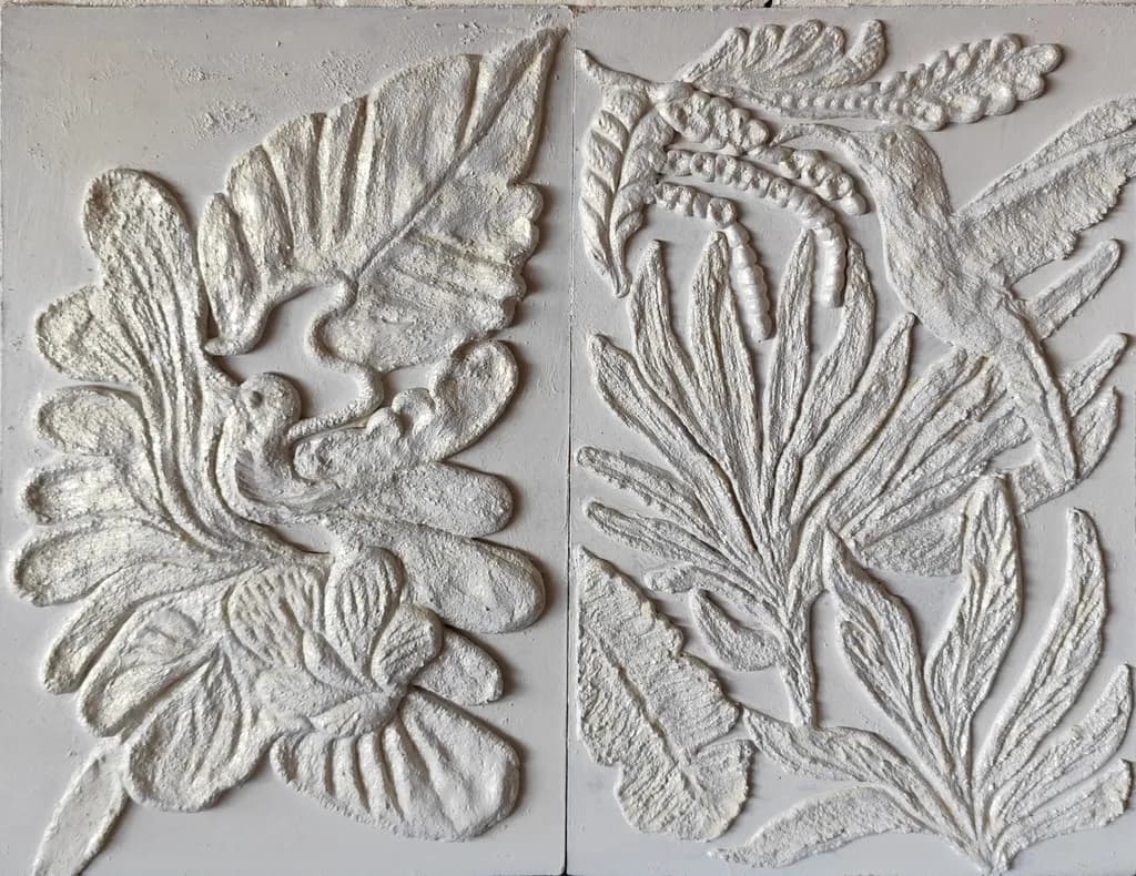 Whispers of Nature: A Textured Floral Relief in White Elegance