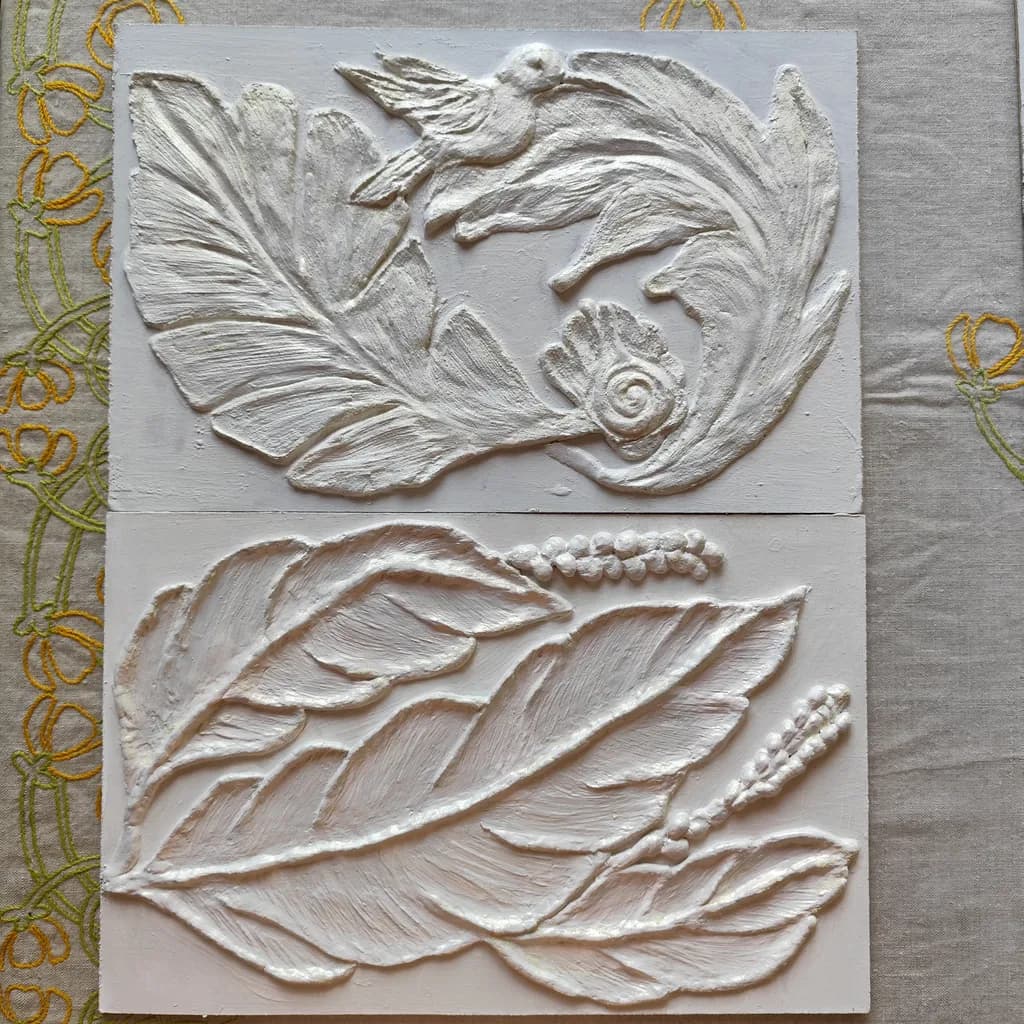 Whispers of Nature: Textured Floral Relief Artistry in White