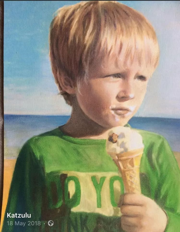 Joyful Summer Moments: A Child's Delight at the Beach with Ice Cream