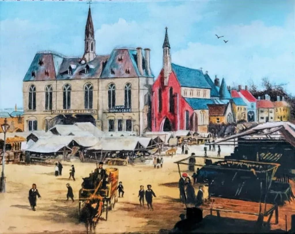 Vibrant Market Day: A Glimpse into Historic Town Life