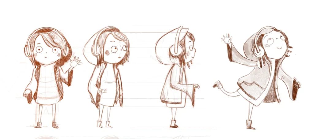Whimsical Melodies: A Playful Journey of a Girl in Headphones