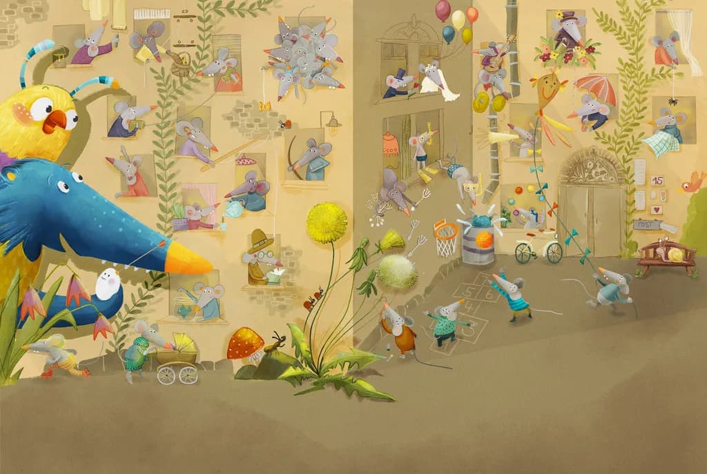 Whimsical Mouse Parade: A Colorful Celebration of Joy and Community