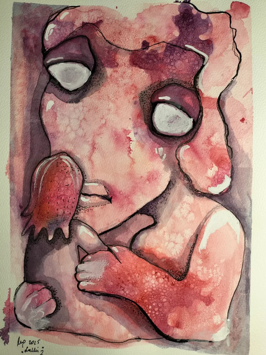 Whimsical Embrace: An Abstract Watercolor Journey Through Expression and Form