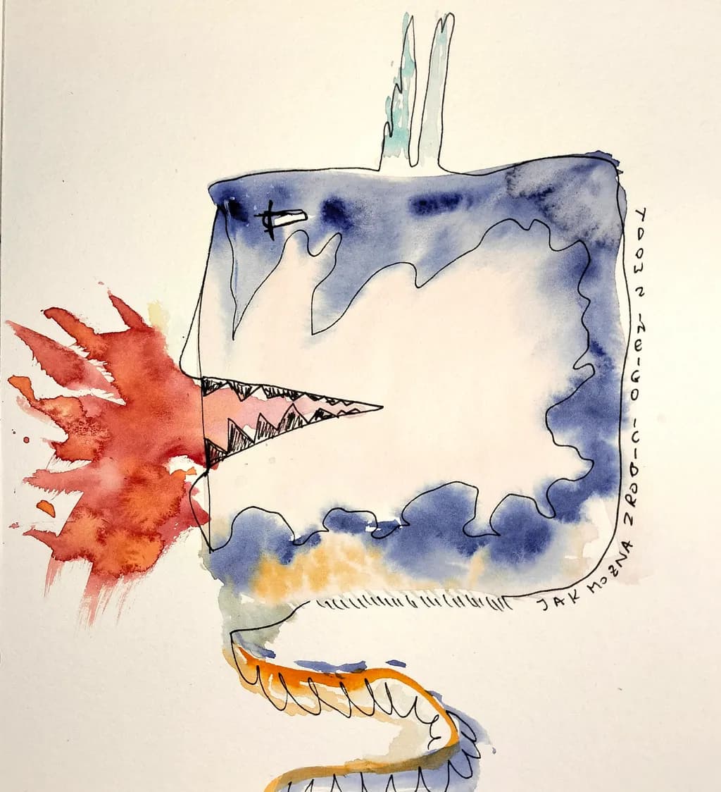 Whimsical Fury: A Colorful Encounter with the Abstract Beast