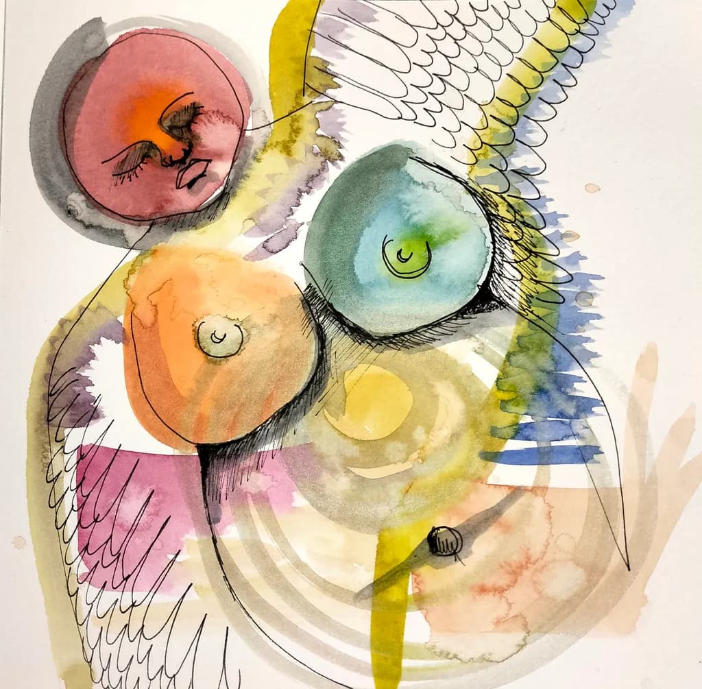Whimsical Embrace: A Colorful Exploration of Form and Emotion