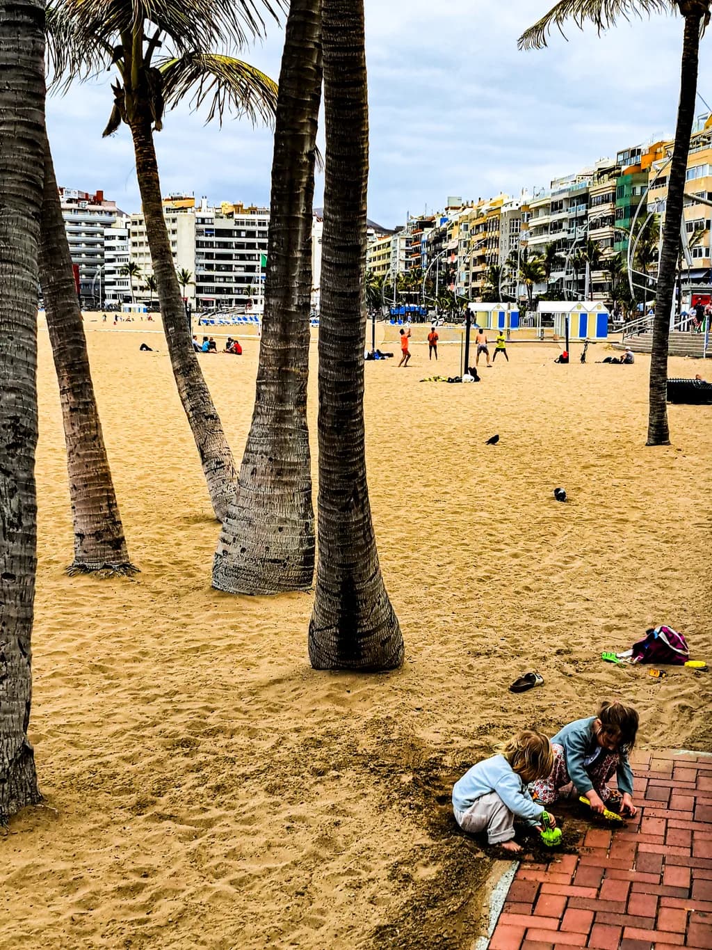 Whispers of Joy: Children at Play Beneath the Palm Trees on a Serene Beach Day