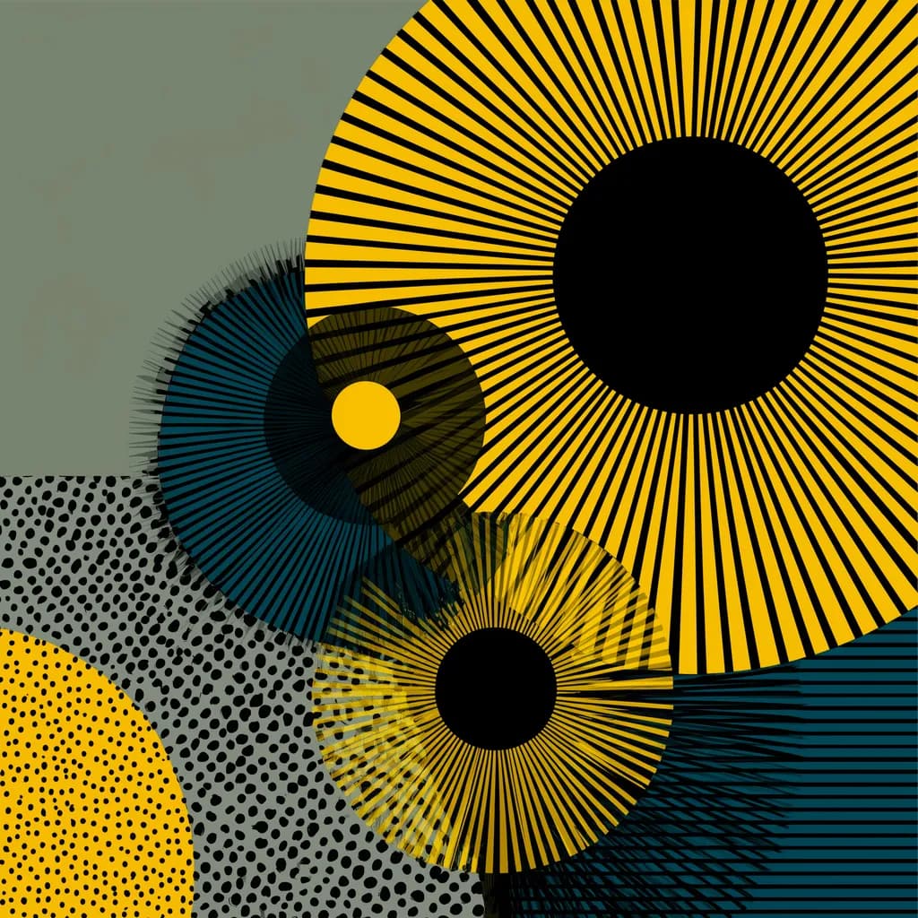 Radiant Echoes: A Dance of Geometric Harmony in Yellow and Black