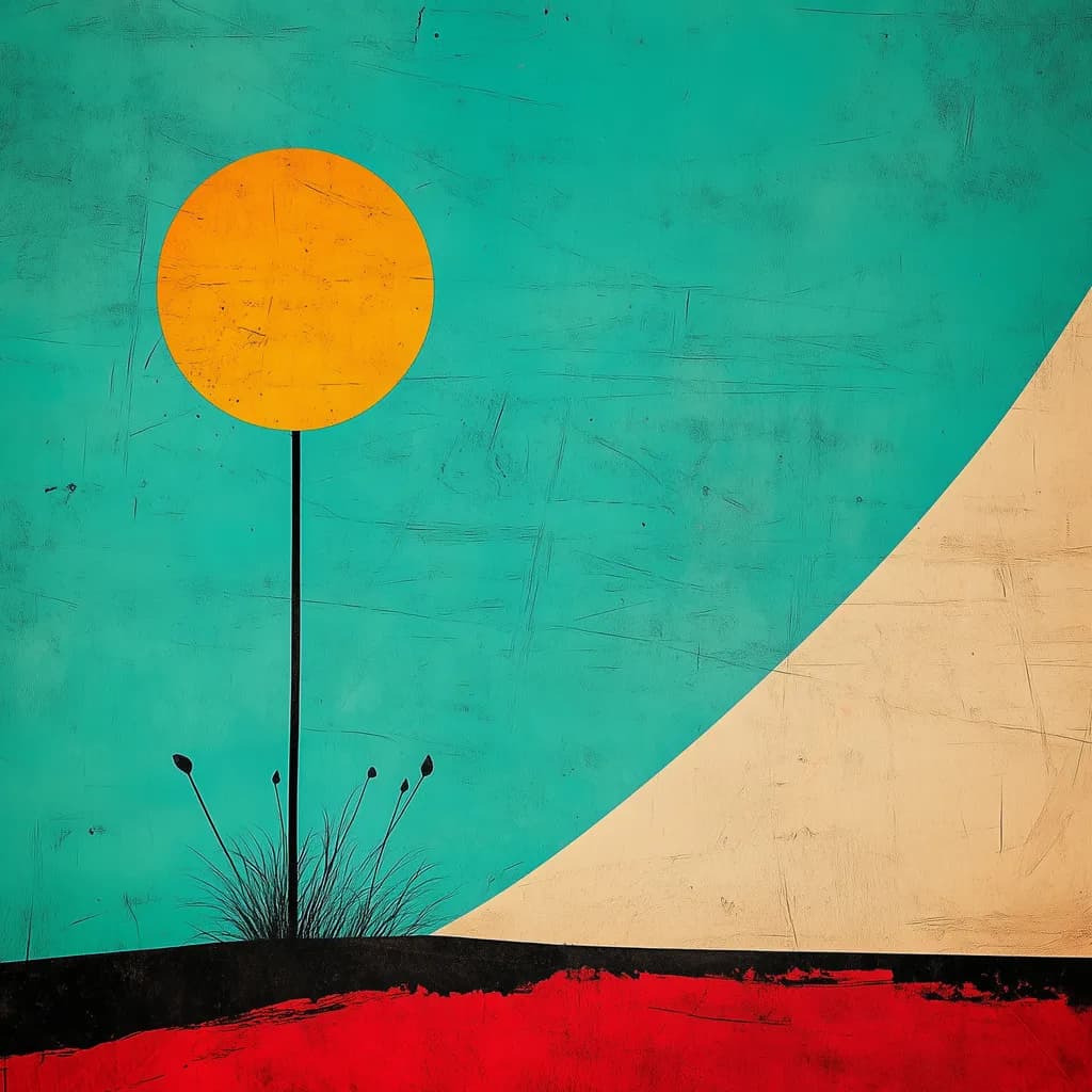 Vibrant Geometric Landscape: A Minimalist Journey Through Color and Form