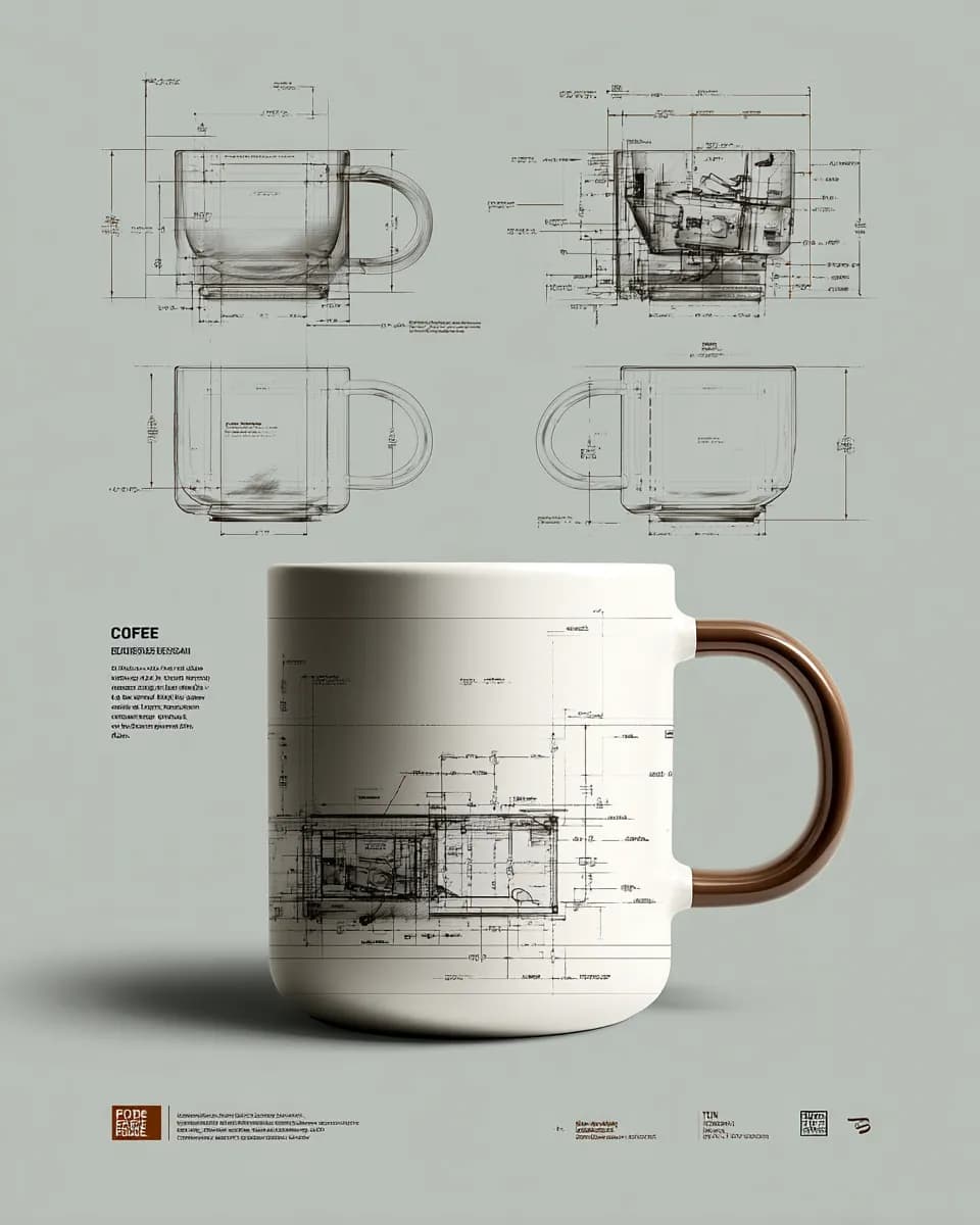 Architectural Elegance: The Coffee Mug Blueprint Design
