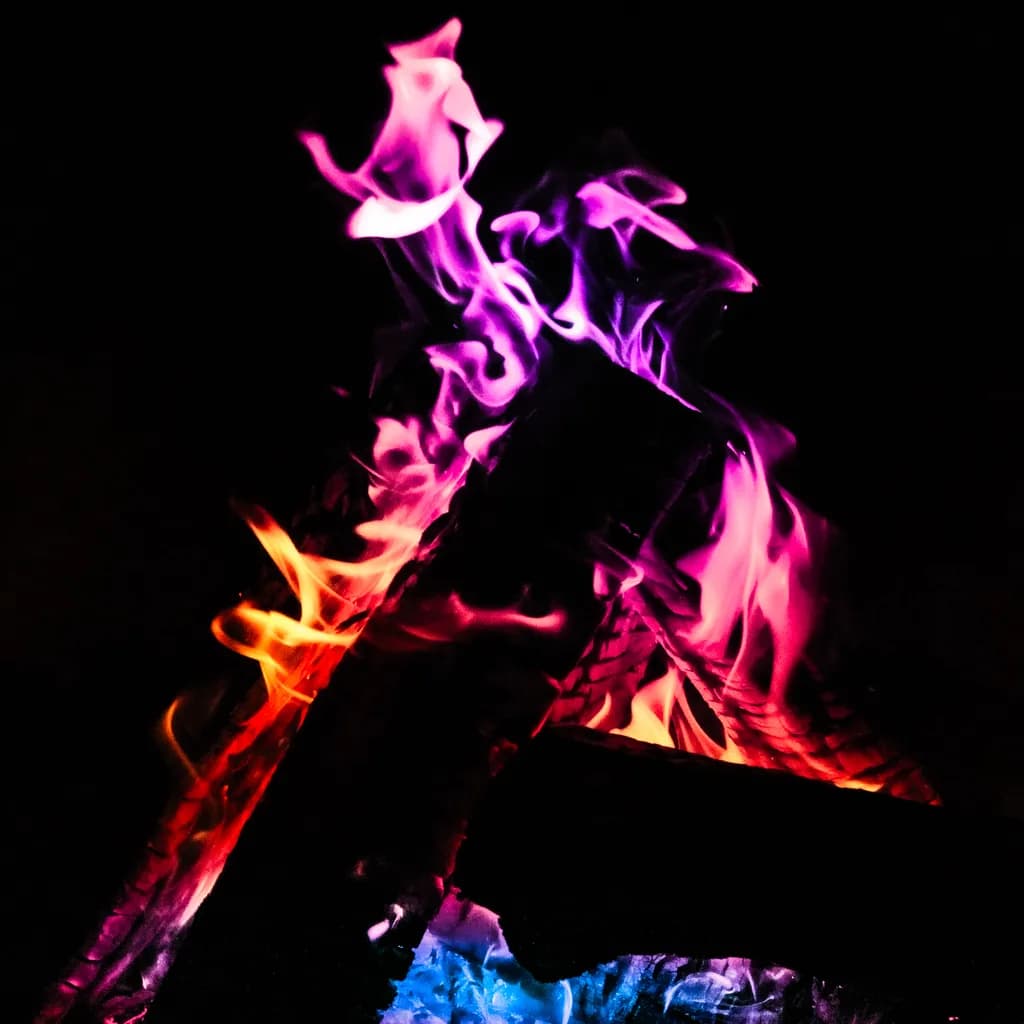 Vibrant Flames: A Dance of Color in the Night Sky