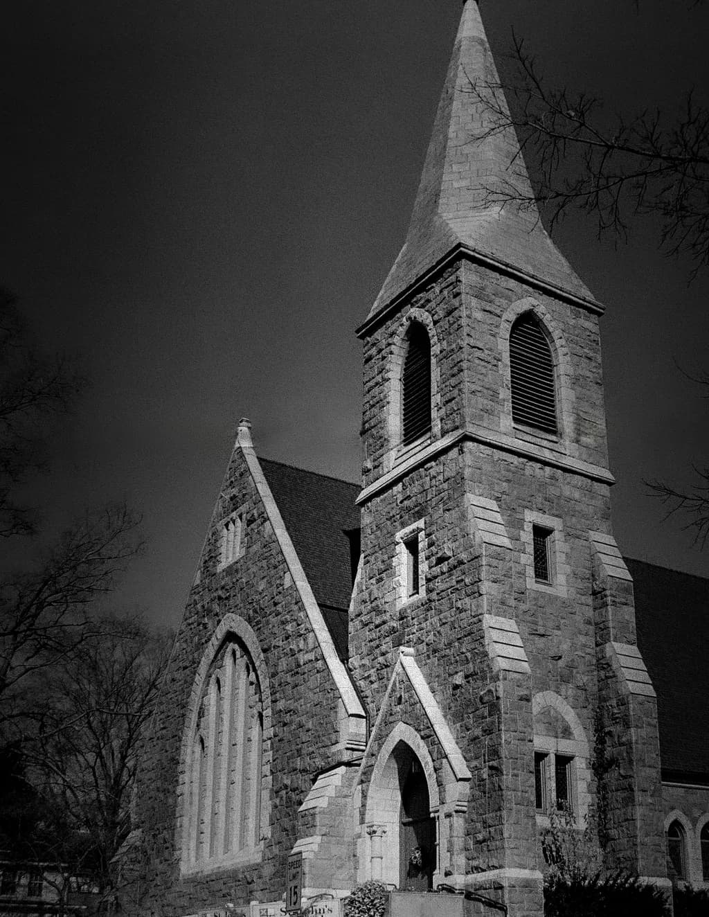 Whispers of Time: The Majestic Stone Church in Monochrome Elegance
