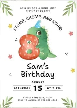 Dino-Mite Birthday Bash: Celebrate Sam's 8th with Roars and Fun!