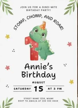 Dino-Mite Birthday Bash: Stomp, Chomp, and Roar for Annie's First Celebration!