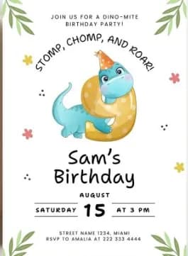 Dino-Mite Birthday Bash: Stomp, Chomp, and Roar for Sam's Special Day!
