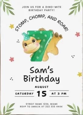 Dino-Mite Birthday Bash: Stomp, Chomp, and Roar for Sam's 7th Celebration!