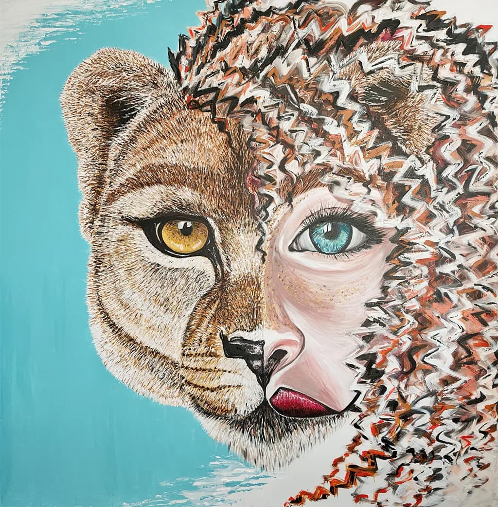 Wild Harmony: The Fusion of Human and Animal Spirit in Vibrant Expression