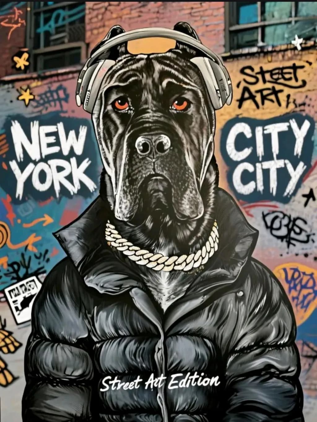 Urban Canine Vibes: A Street Art Tribute to New York City Culture