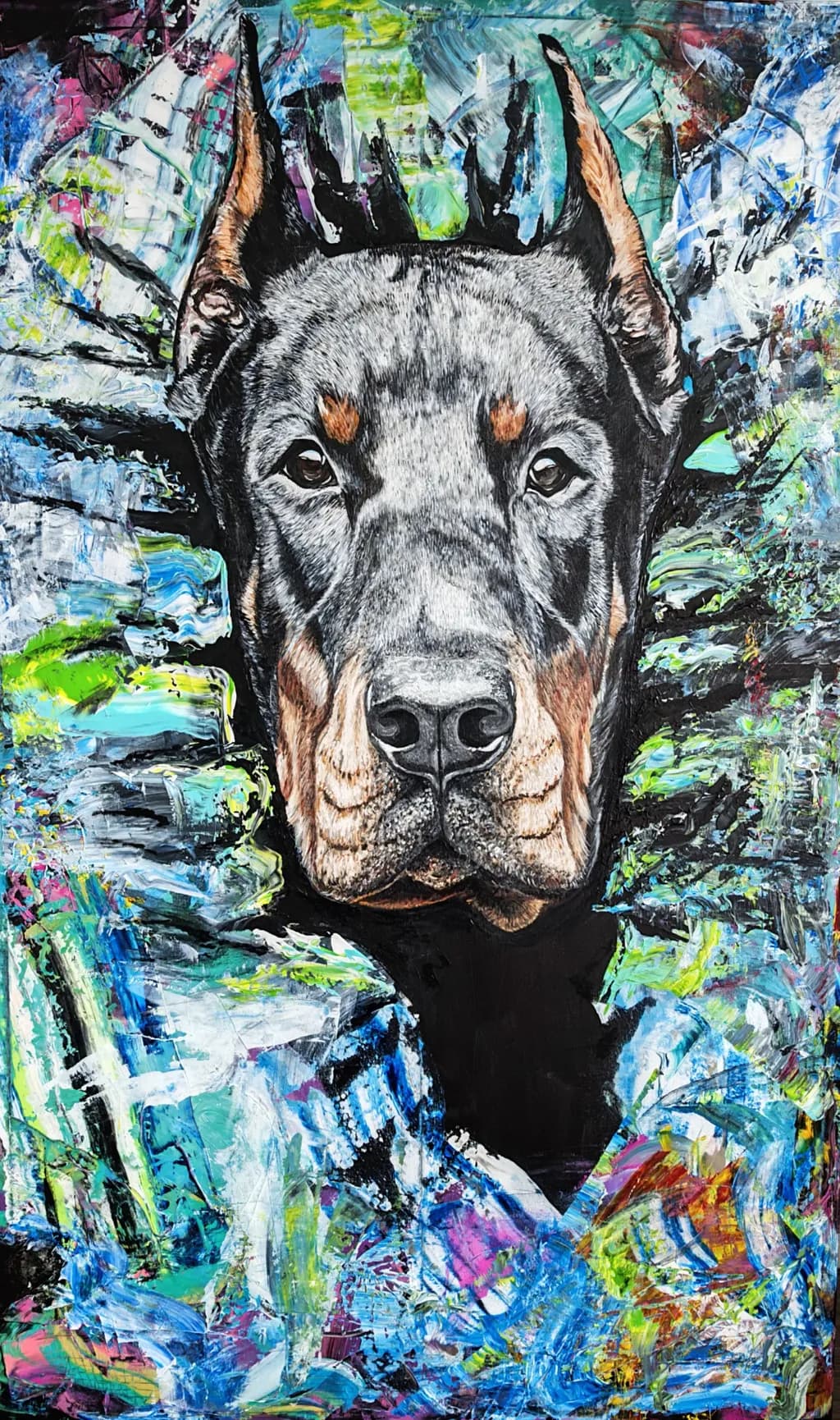 Majestic Canine: An Abstract Portrait of Expression and Color