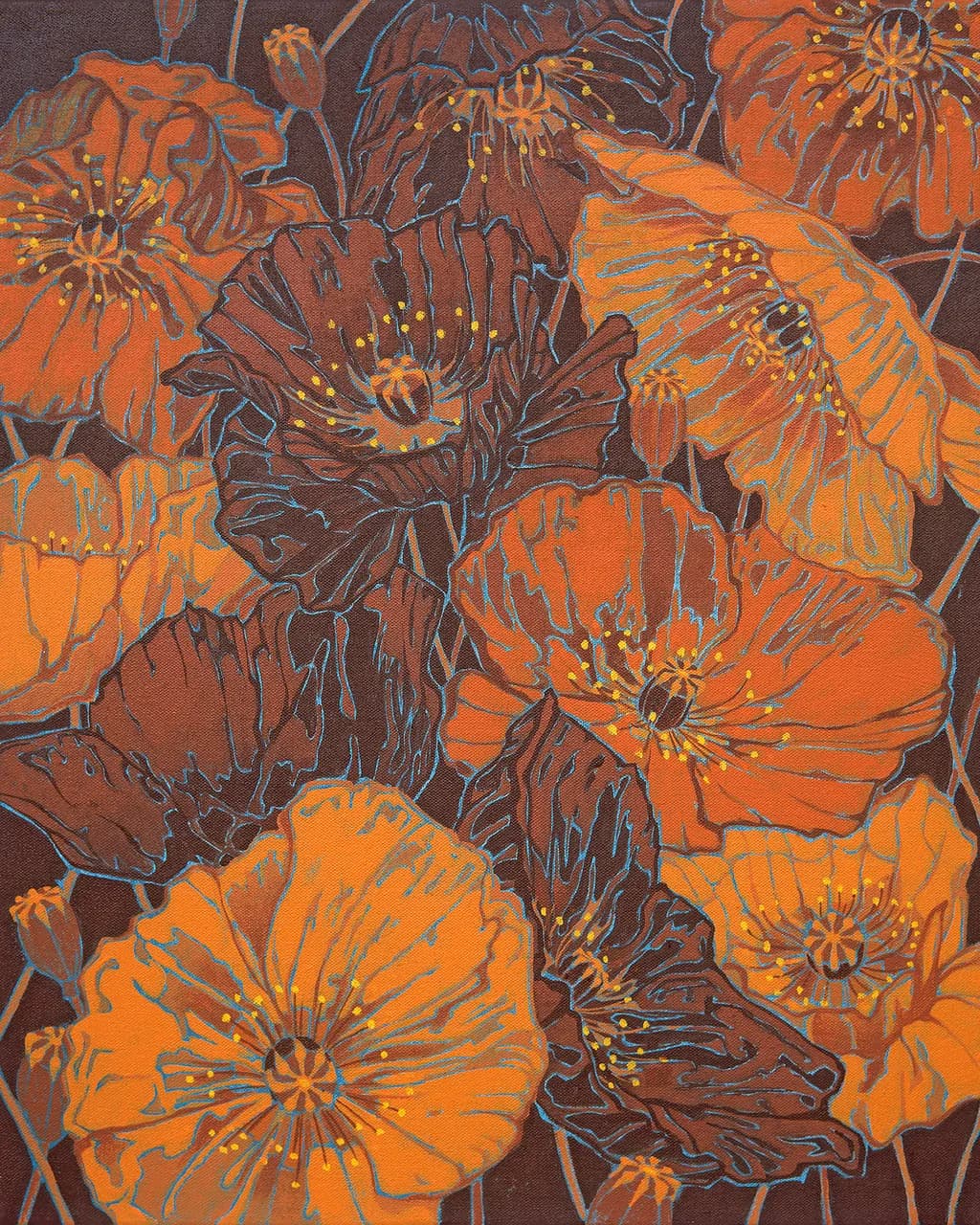 Vibrant Floral Symphony: A Dance of Orange Petals and Textured Elegance