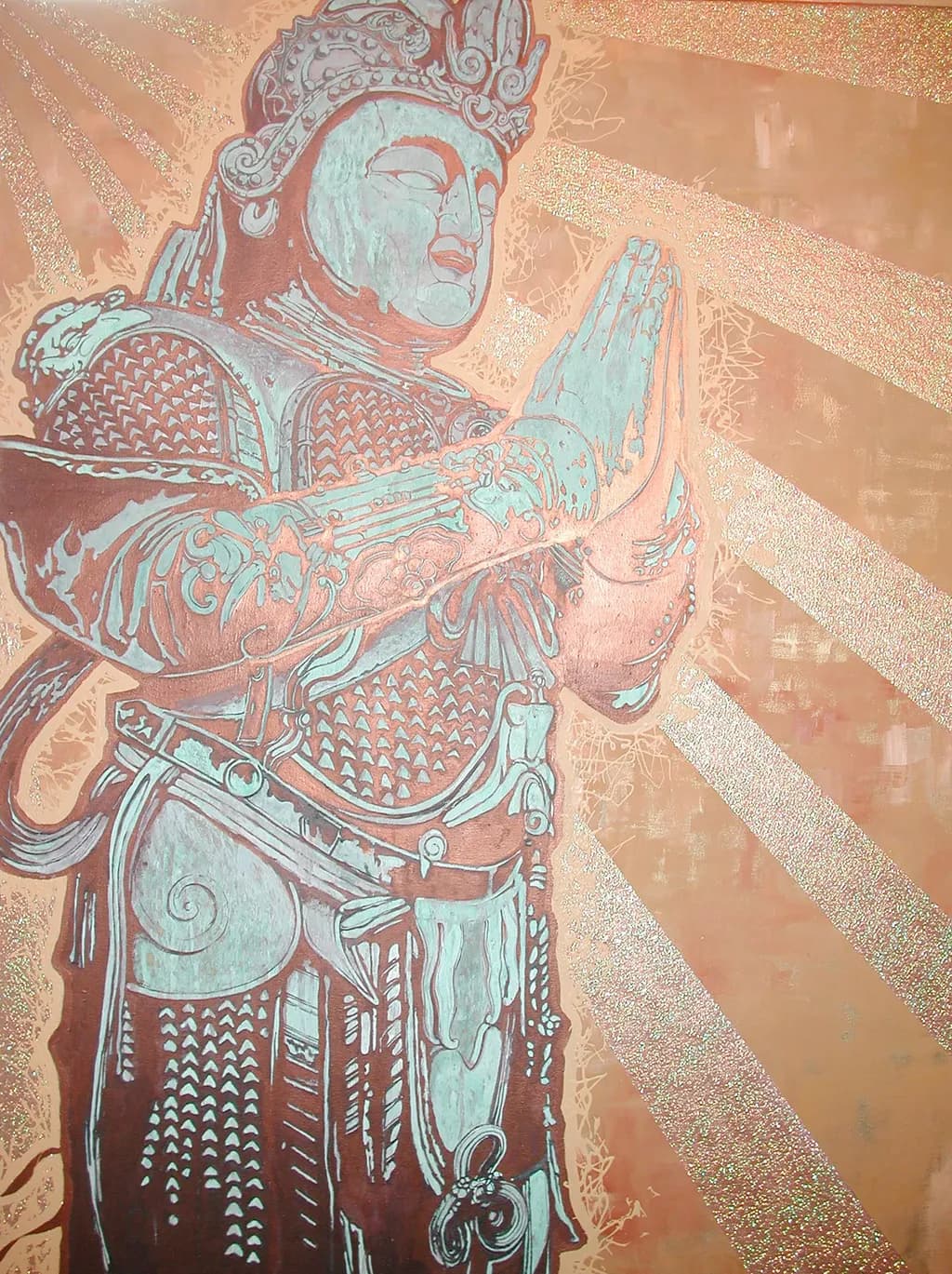 Serenity in Bronze: A Radiant Guardian's Embrace