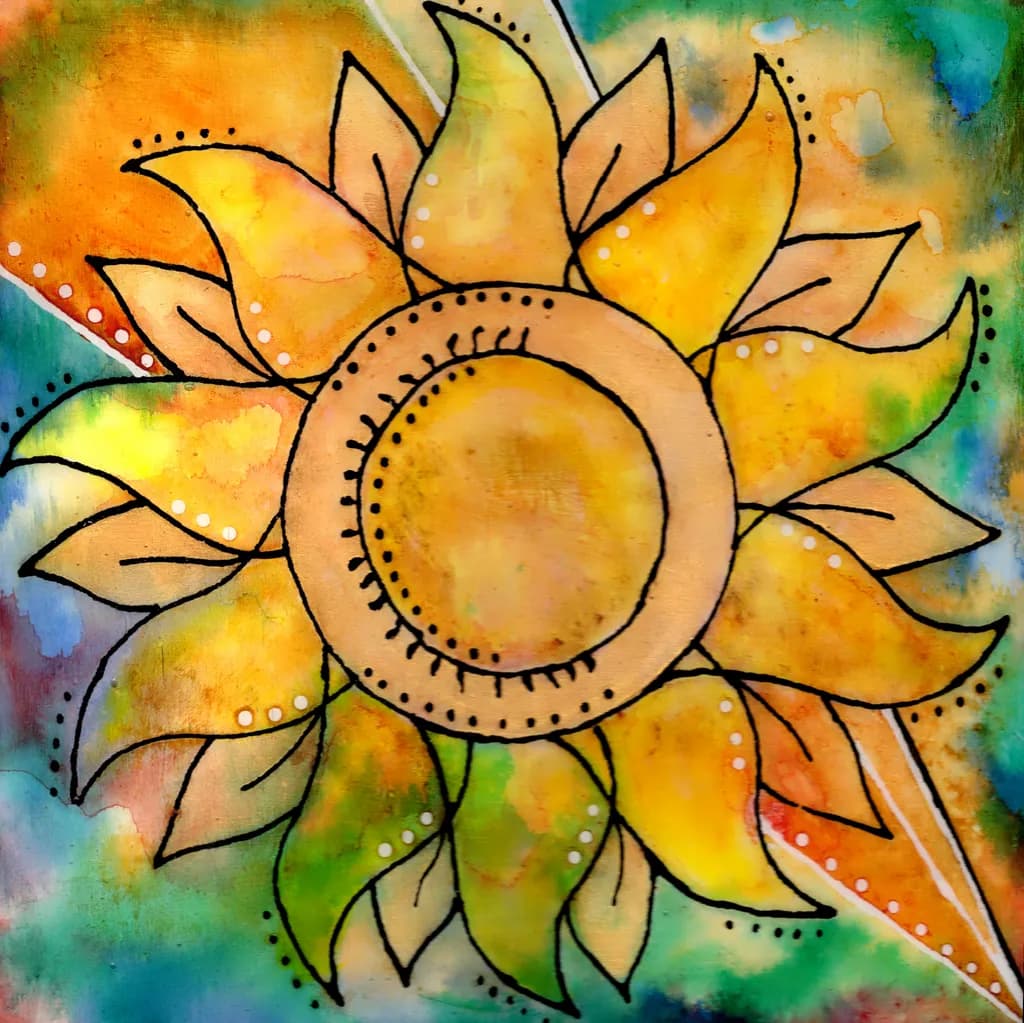 Radiant Whispers: A Vibrant Sunflower Dance in Watercolor Harmony