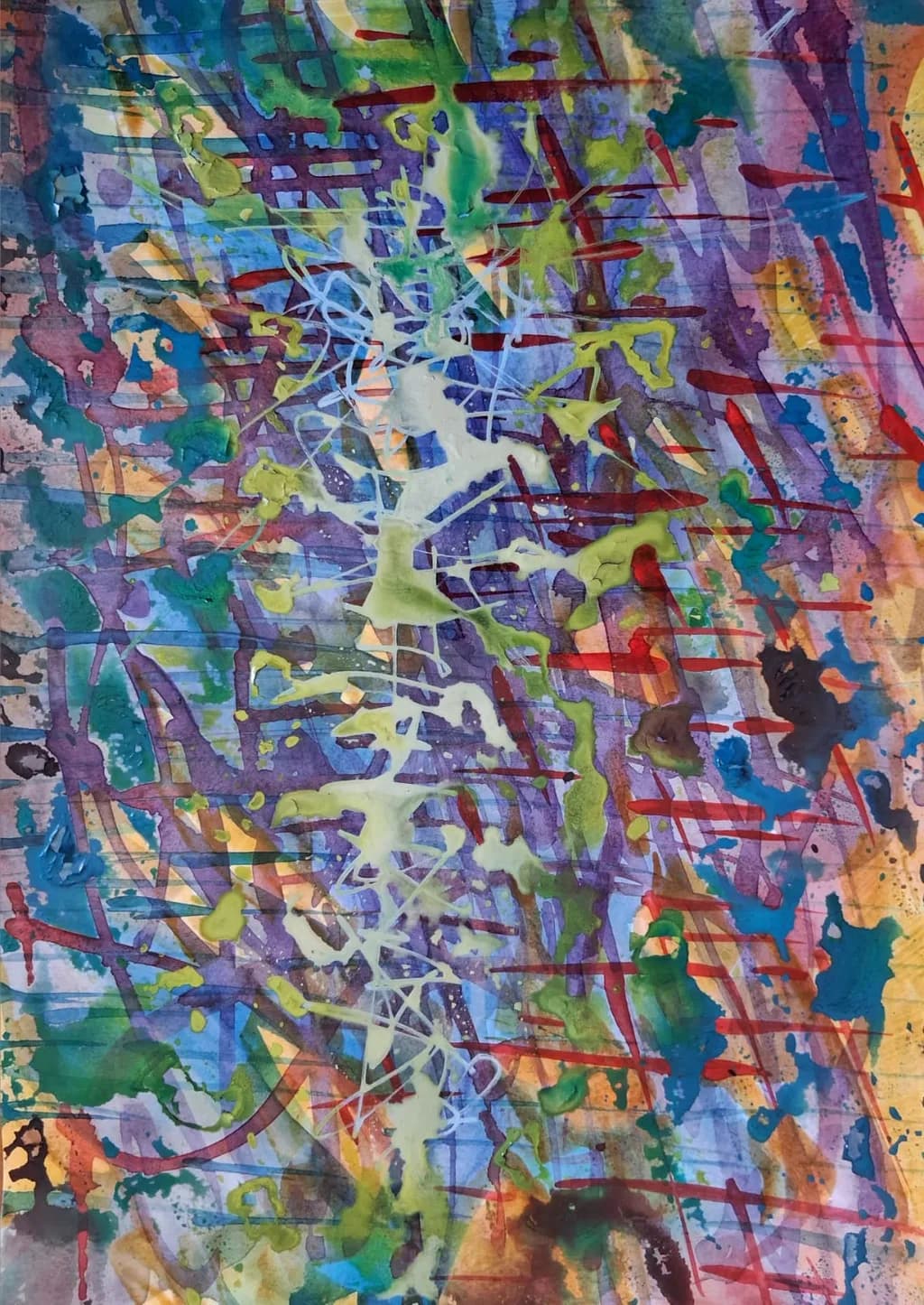 Vibrant Chaos: A Dance of Color and Form in Abstract Watercolor Art