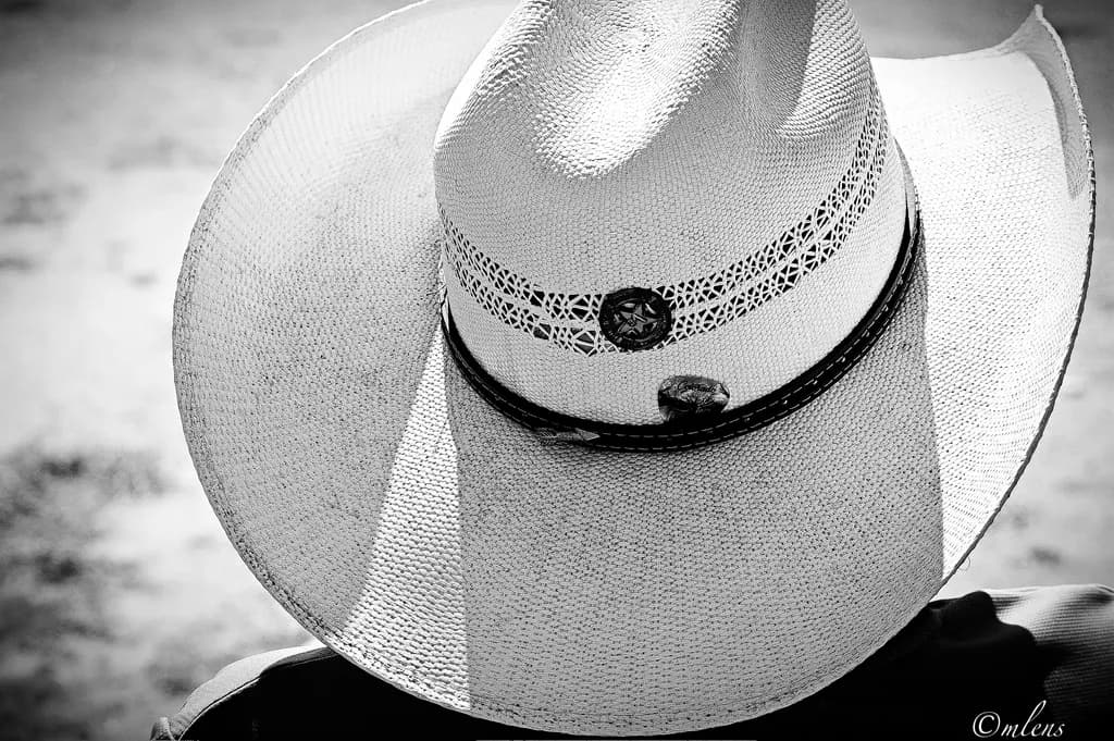 Whispers of the Wide Open: A Cowboy's Hat in Monochrome Elegance