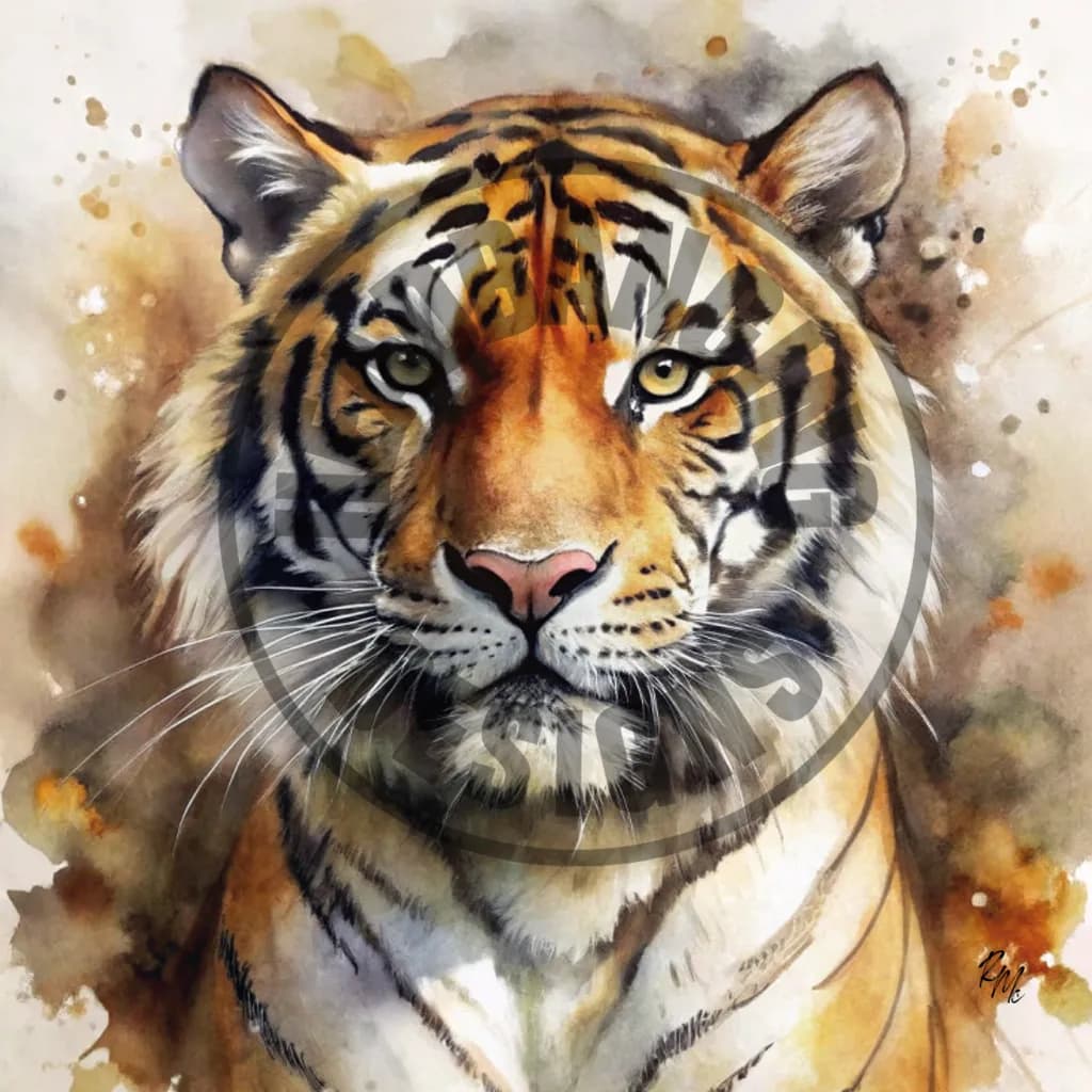 Majestic Gaze: A Watercolor Portrait of a Tiger