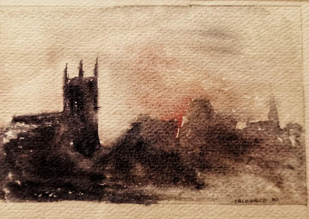 Whispers of Dusk: A Watercolor Silhouette of Timeless Ruins