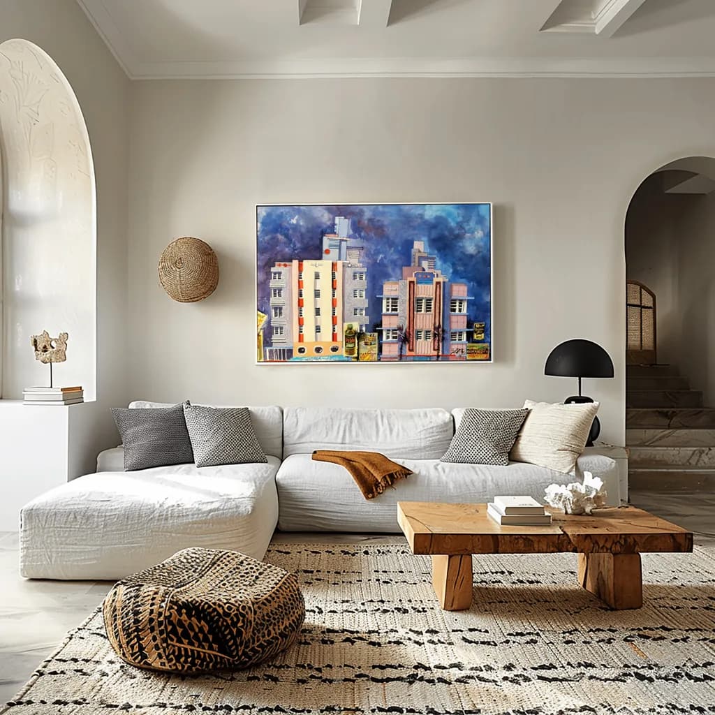 Urban Dreamscape: A Vibrant Tribute to Architectural Elegance and Colorful City Life