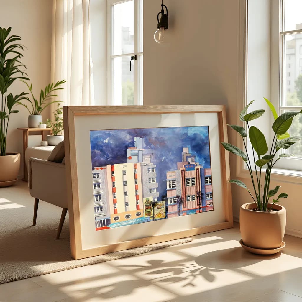 Urban Serenity: A Modern Architectural Reflection in Vibrant Hues