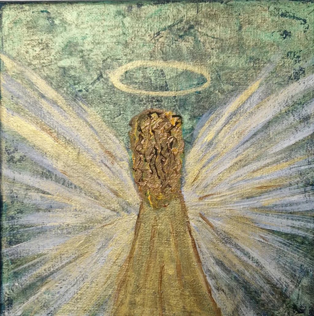 Celestial Embrace: An Ethereal Angelic Presence in Luminous Textures