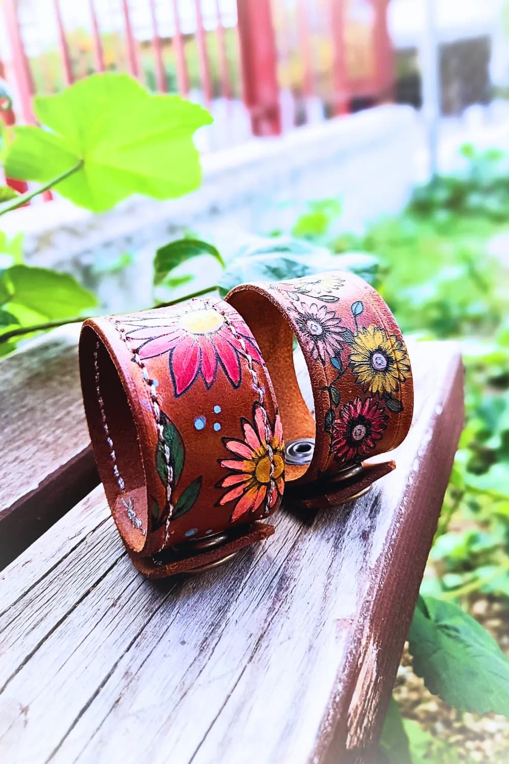Floral Leather Bracelets