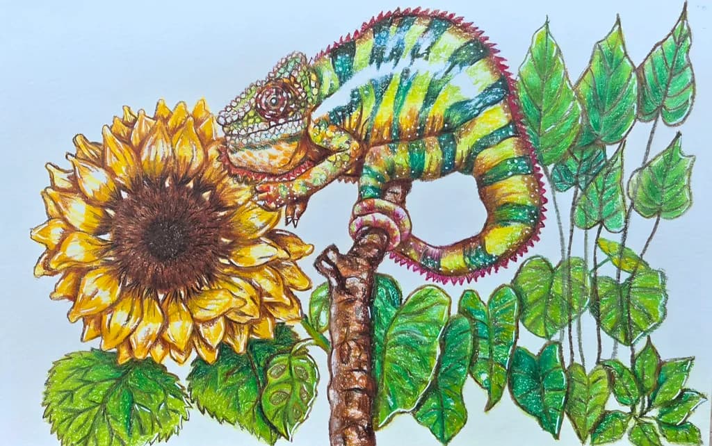 Chameleon and Sunflower