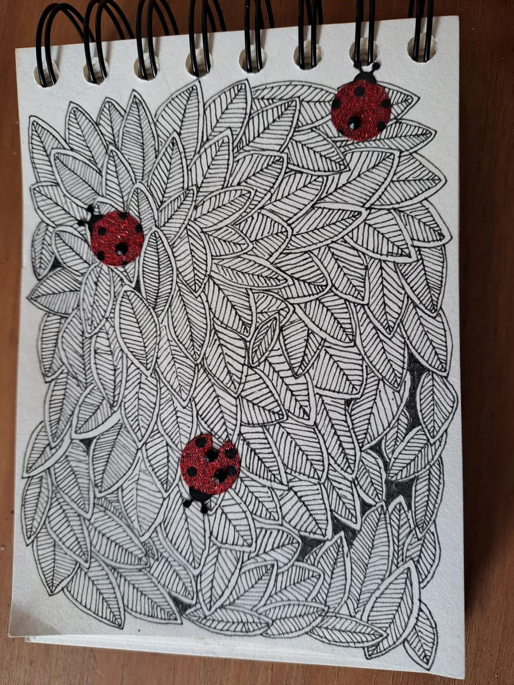 Leaf Pattern with Ladybugs