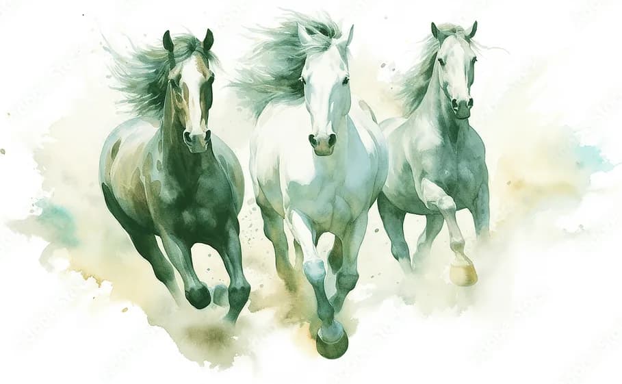 Galloping Freedom: A Watercolor Journey with Majestic Horses