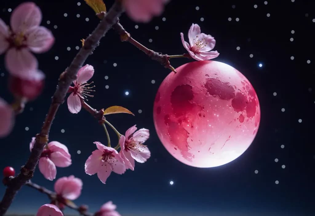 Whispers of the Cherry Blossom Moon: A Celestial Dance of Nature and Night