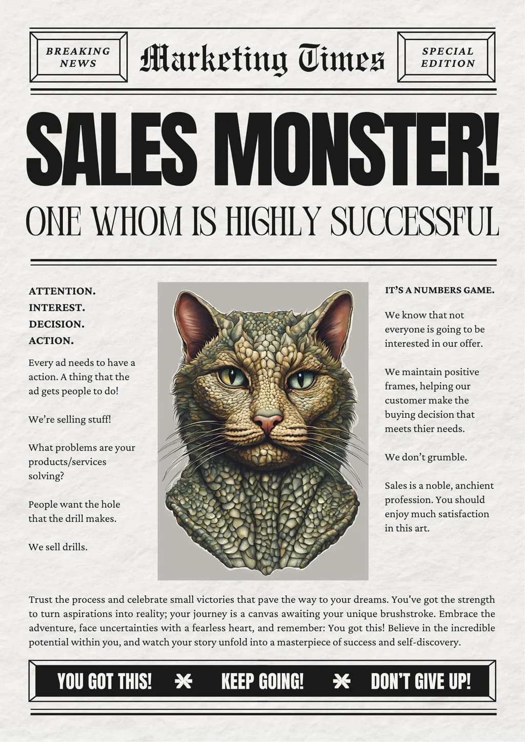 Sales Monster: A Creative Journey to Success and Motivation Through the Eyes of a Cat