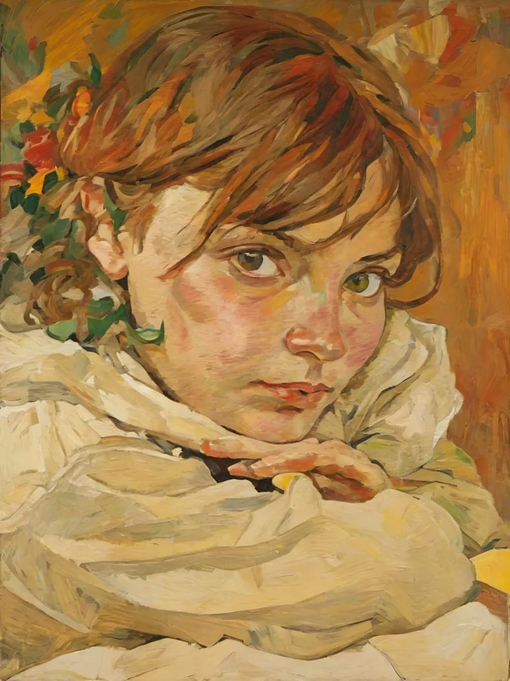 Whispers of Innocence: A Portrait of Contemplation and Grace