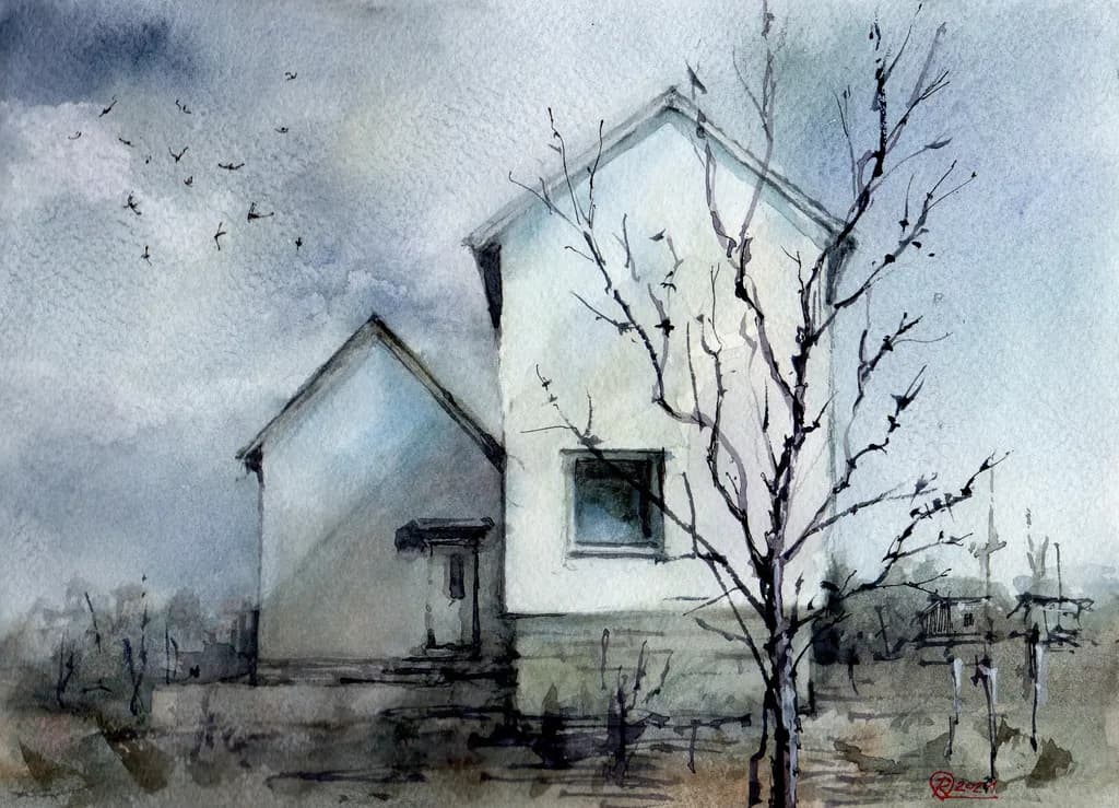 Whispers of Solitude: A Watercolor Journey Through Abandoned Spaces